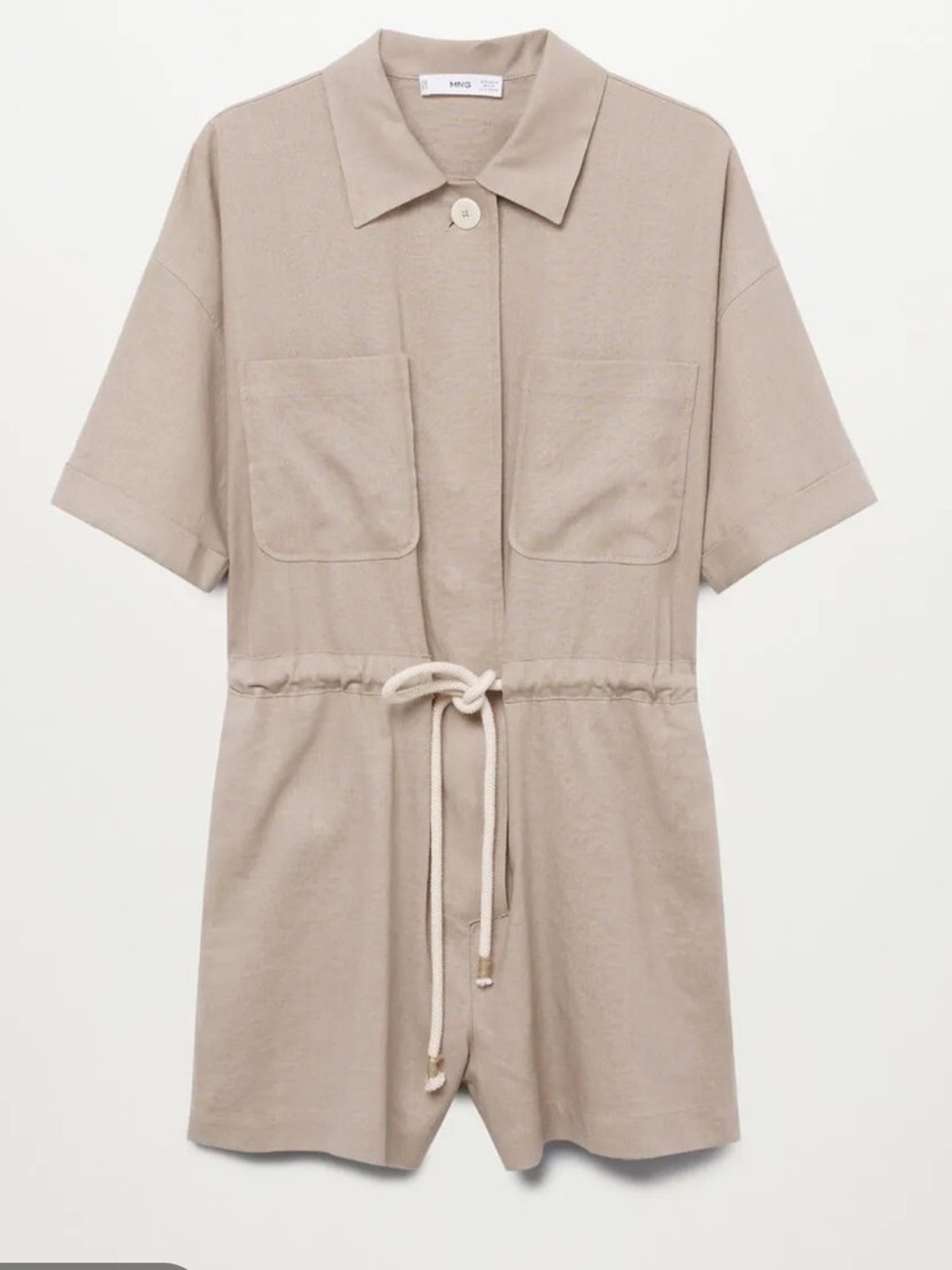 Mango Tan Utility Jumpsuit with Drawstring Waist